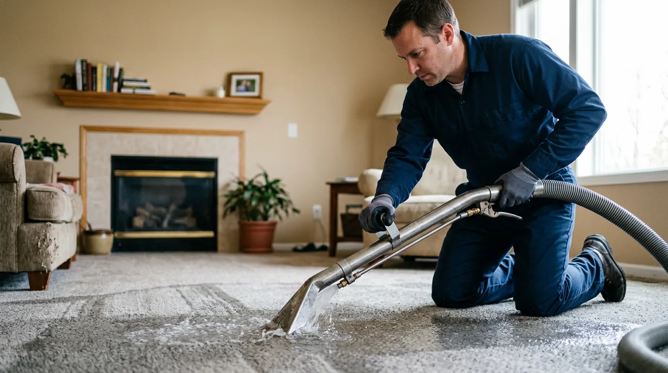Water damage restoration technician working near Stratford, WA